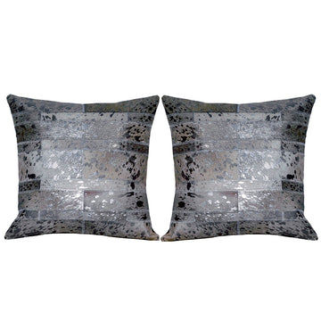 Hilason  Cowhide Leather Hair-On Patchwork Cushion Pillow Cover